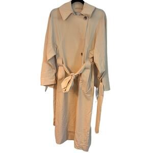 NEW Topshop Beige Belted Long Sleeves Button Front Trench Coat Size 4